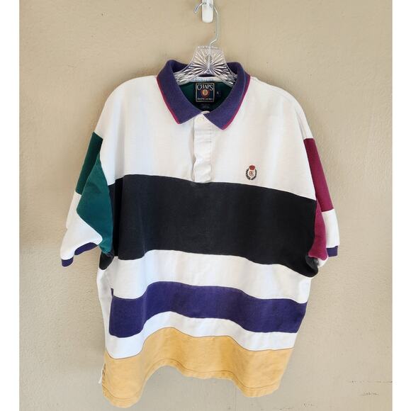 CHAPS Ralph Lauren Men's Polo Shirt SZ XL Stripes 90's - Picture 1 of 11